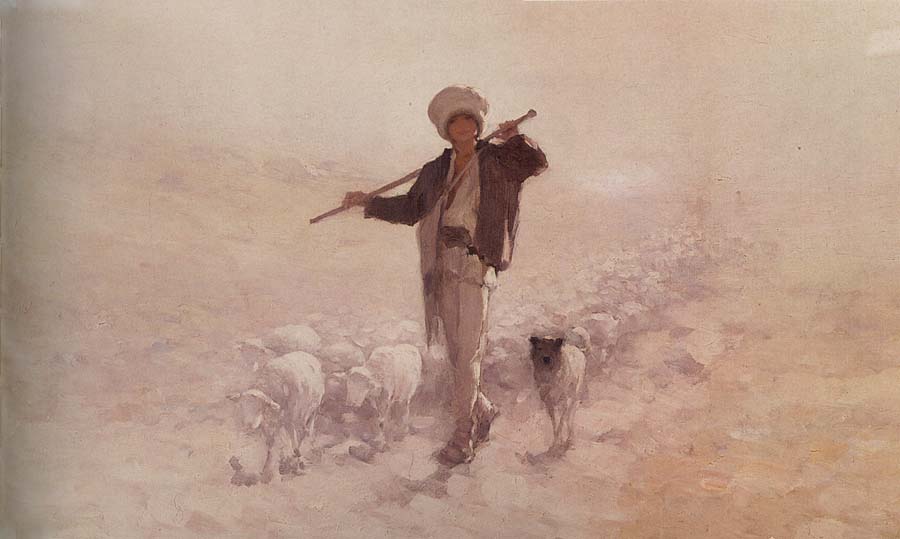 Shepherd with Herd